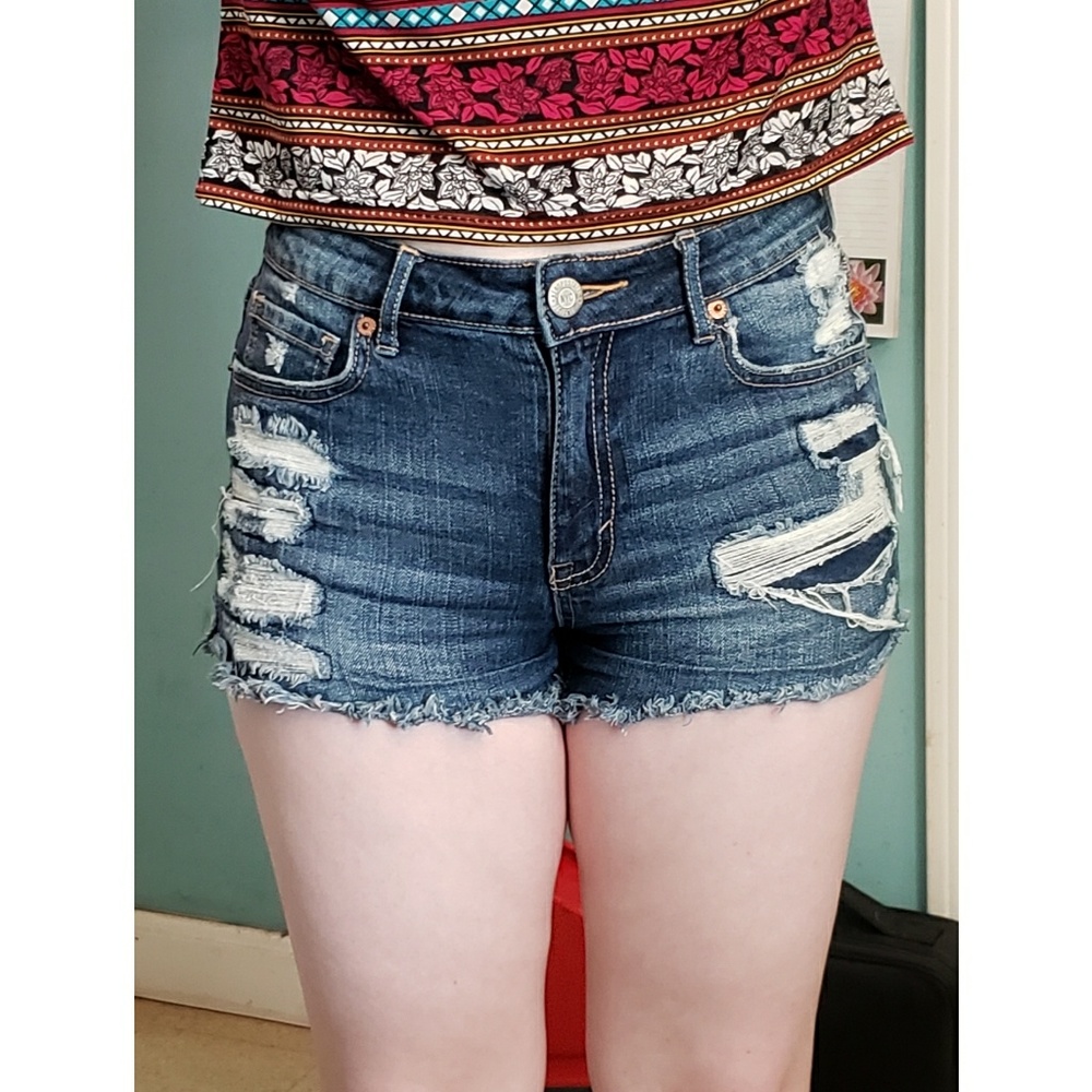 High waisted denim shorts
